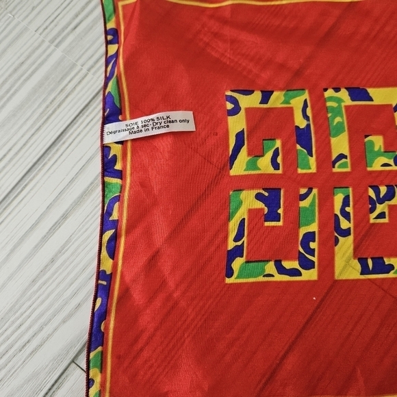 Givenchy Amarige Silk Scarf Made in France in Red and Yellow - Picture 3 of 7